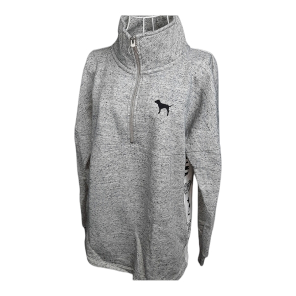VS PINK Varsity Half-Zip Sweatshirt Gray SZ Small - Picture 1 of 9